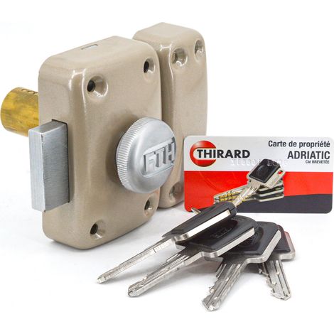 Thirard – Verrou à bouton haute sécurité 45 mm – Anti-arrachement – 4 clés – Pour portes intérieures jusqu'à 42 mm d'épaisseur (1/3)