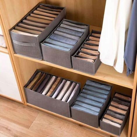 Organisateur De Tiroir - Boîte De Rangement Pliable En Non-Tissé - Pour Jeans Et Chandails - 6 Pièces - 44x25x20cm (1/5)