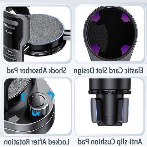 Portavasos doble - Organizador para coche - Transporta bebidas - Base ajustable - Ajuste universal - Negro (1/5)