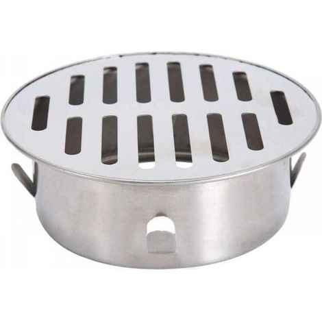 Grille de siphon de sol ronde en acier inoxydable anti-obstruction, crépine de siphon de balcon à enclenchement (ouverture plate de 110 mm) (1/5)