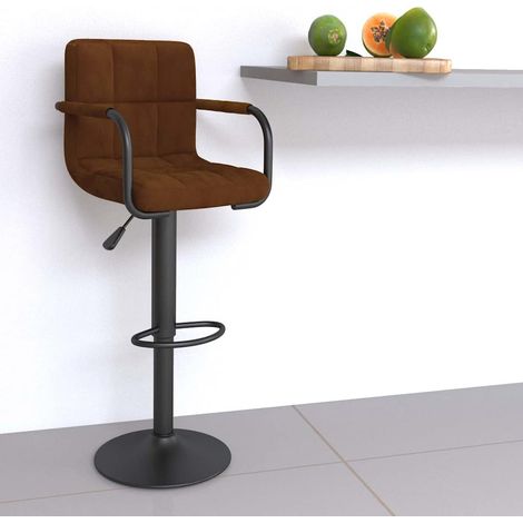 vidaXL Tabouret de bar Marron Velours (1/5)