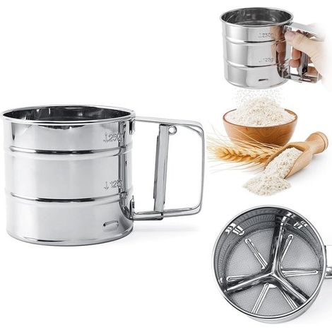 Setaccio per farina, setaccio da cucina, setaccio per zucchero a velo, utensile da cucina per zucchero e caffè in polvere, acciaio inossidabile, argento (1/5)