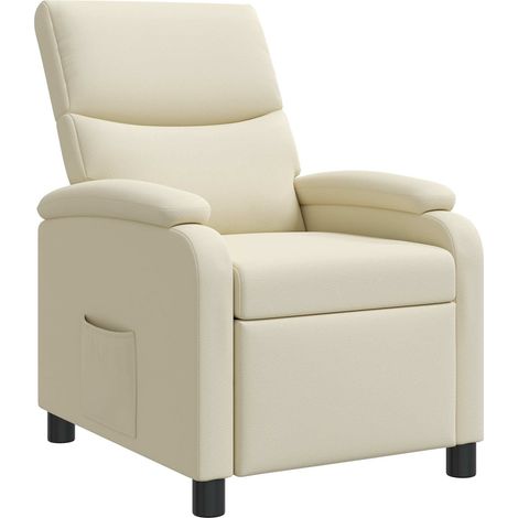 Recliner Cream Faux Leather vidaXL