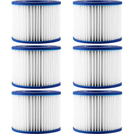 6 Pièces Filtre Spa VI pour Spa Gonflable, Filtre Cartouche pour Bestway, Lay-Z-Spa Vegas/Monaco/Palm Springs, Hauteur 79mm, Diamètre Ext. 105mm, Int. 50mm, Matériau PU Durable (1/5)