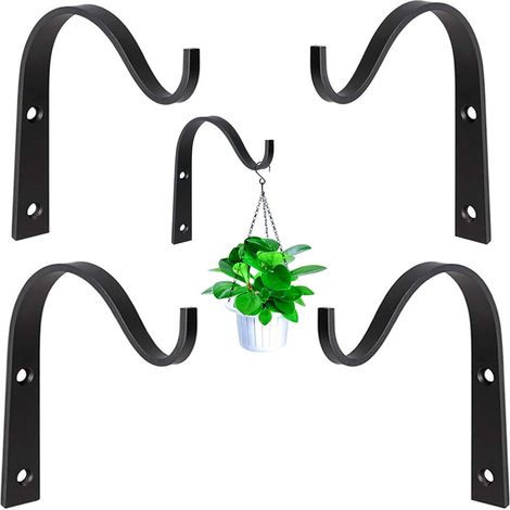 Lot de 4 supports muraux en fer forgé pour paniers suspendus, crochets pour plantes, suspensions pour jardinières et lanternes.