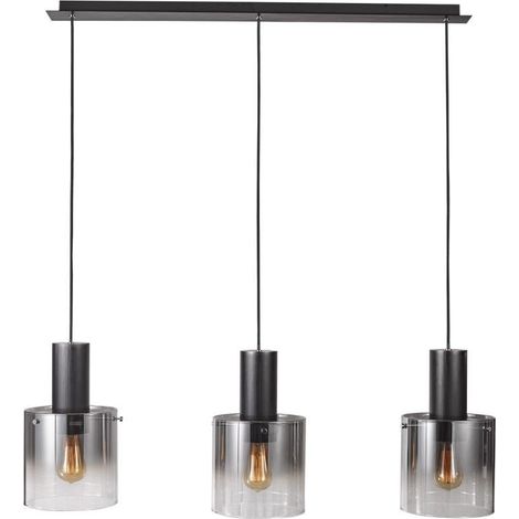 Suspension Italux Javier moderne noire en verre fumé 3xE27 (1/2)