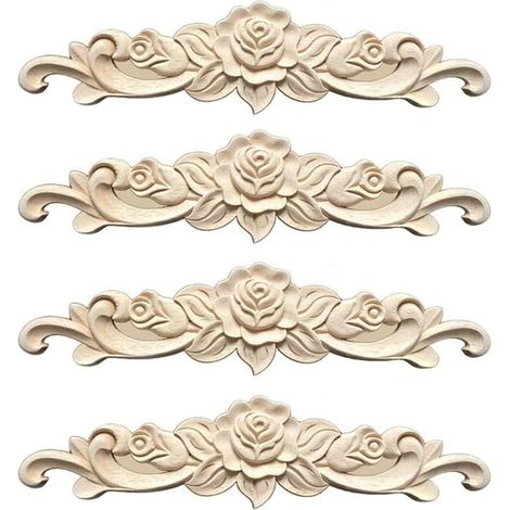 Lot de 4 moulures décoratives en bois sculpté pour meubles de cuisine, 30,7 cm (1/5)