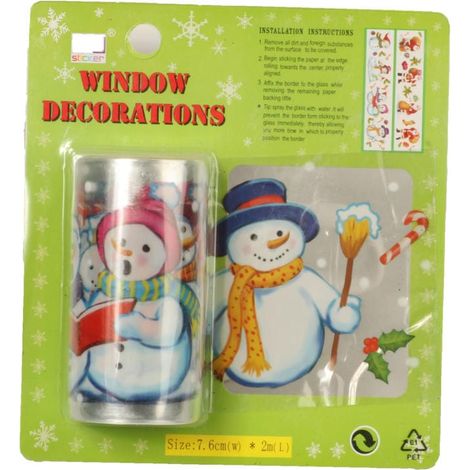 Adesivo autoadesivo per finestre con pupazzi di neve, dimensioni 7,6 cm x 2 m - Rotolo (1/2)