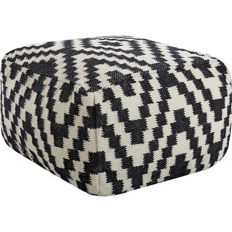 Pouf KNIDOS Wolle Schwarz / Weiß