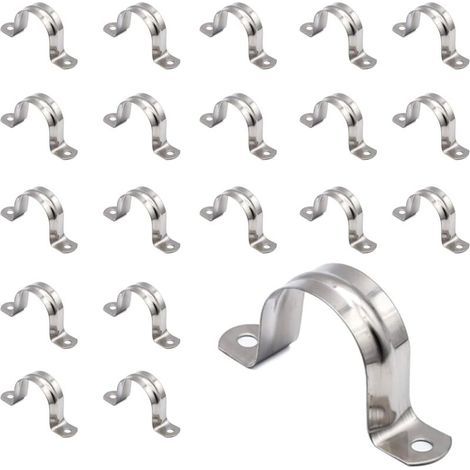 Morsetto di fissaggio a U, confezione da 20, morsetto di fissaggio per tubo da 25 mm, morsetto per tubo a U, morsetto per tubo in metallo, staffa per tubo, tubo del gas (1/4)