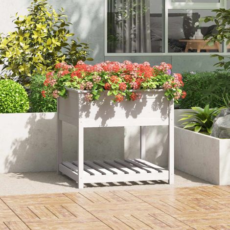Jardinera con estante madera maciza pino blanca 82,5x82,5x81 cm vidaXL (1/5)