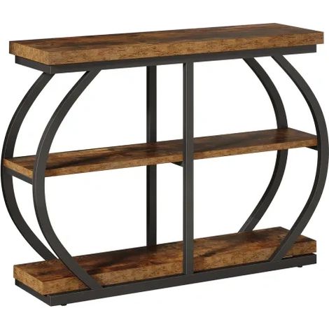3-stufiger Konsolentisch aus Metall und Holz in Braun, 105 cm (1/5)