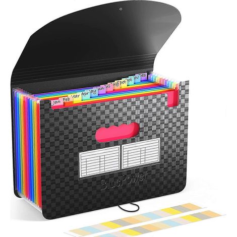Aktenordner mit 13 Fächern – Erweiterbarer Aktenordner mit dehnbarem Deckel, tragbare Ablagebox, Tisch-Akkordeonordner, farbiges Dokumentenpapier aus Kunststoff (1/5)
