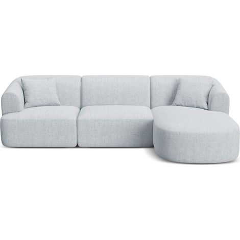 Canapé d'angle droit 4 places en tissu structurel gris clair (1/5)