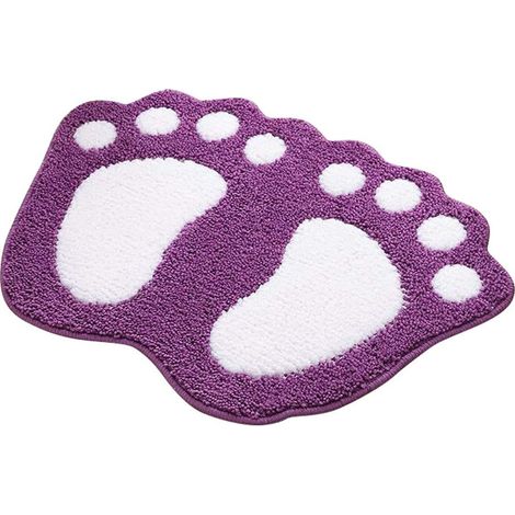 Topchacnes Non-Slip and Absorbent Bath Mat, Shower Mat with Large Feet Pattern, Shaggy Rug, Absorbent Floor Mat, Doormat (40  60CM) (Mauve) (1/5)