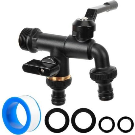 3/4 Brass Double Faucet for Garden - Heavy Duty with Hose Adapter, Sealing Strip - Ball Faucet for Household, Washing Machine (1/5)
