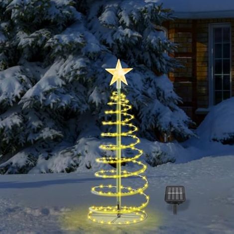 Sapin Lumineux Exterieur, Afenau 100 LEDs Sapin de Nol Lumineux Extérieur, Imperméable Sapin de Noel Artificiel Solaire, Decoration Noel Exterieur Solaire pour Jardins, Terrasses (Blanc Chaud) (1/5)