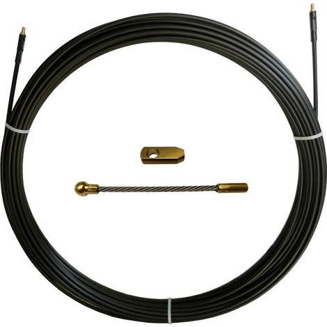 Sonda tiracavi in nylon e acciaio, Ø6mm, 40 metri, con perni filettati M12 intercambiabili, nera - Stak SAN6-040