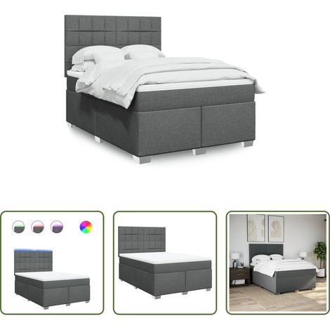Matelas à ressorts ensachés - Sommier à lattes de lit avec matelas Gris foncé 140x190cm Tissu (1/5)
