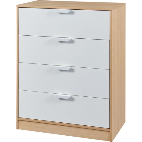 Cassettiera pratico mobile contenitore per ingresso soggiorno camera da letto MDF 90 x 70 x 40 cm effetto rovere bianco 030009318