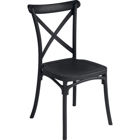 Sedia Impilabile da Giardino 47x55x90 cm in Polipropilene Antracite (1/3)