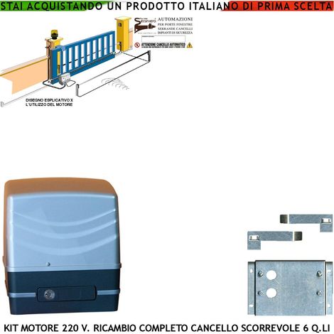 Motore 230 V Ricambio per Cancello Scorrevole Traina 6 Q.li Pignone Acciaio M4 Z12 Fine Corsa Elettromeccanico Con Guide D'invito 2 Chiavi Per Sblocco di Emergenza Compatibile Con Qualsiasi Marca CE (1/4)