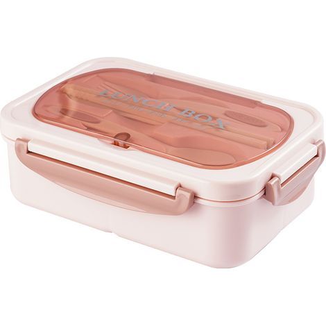 Bento-Box für Erwachsene mit Besteck, aus rosafarbenem Polypropylen, mikrowellengeeignet (1/5)