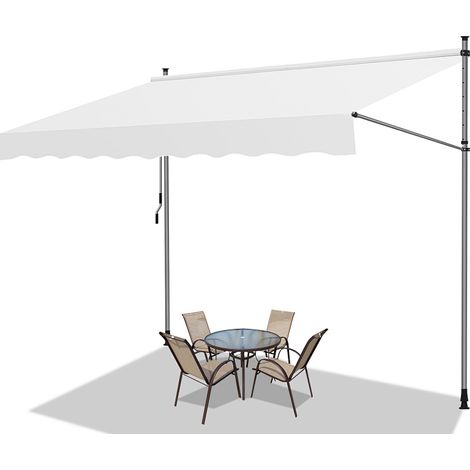 Wolketon Toldo de balcón blanco lechoso, 250x120 cm, retráctil, protección UV, para terraza