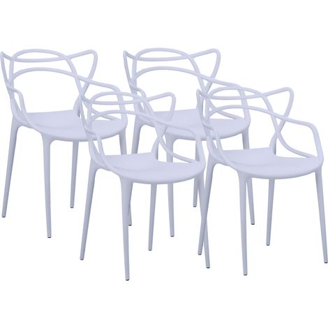 Pegane – Lot de 4 chaises papillon en polypropylène blanc – Dimensions 55 x 55 x 83 cm – Conception élégante et empilable – Pour espaces modernes (1/4)