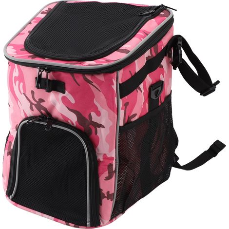 Panier de vélo pour chien, imperméable, respirant et amovible, sac à dos de transport pour chien pour les voyages en plein air, motif camouflage rose (1/5)