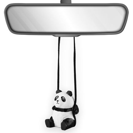 Schwingende Panda Autoanhänger, handgeschnitzt, Holz, Dekoration für Rückspiegel (1/5)