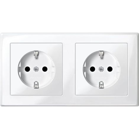 MERTEN MEG2328-1419 M-SMART PRESA SCHUKO DOPPIA CON PROTEZIONE TOUCH E TERMINALI PLUG-IN BIANCO LUCIDO
