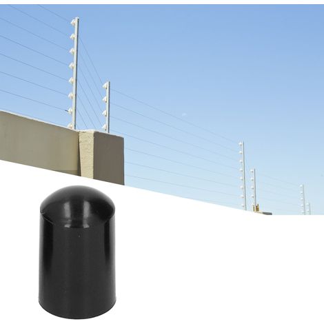 Lot de 100 pièces noires pour système de clôture électronique à impulsions haute tension : poteau porteur, capuchon étanche, poteau terminal, capuchon étanche, poteau intermédiaire, poteau porteur, ac (1/5)