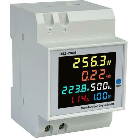 Compteur d'énergie électrique numérique multifonctionnel D52-2066 100A compteur d'énergie électrique de type rail AC250-450V (1/5)