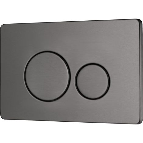 Plaque commande double wc suspendu PAULA boutons ronds BASS inox gris metal (1/5)