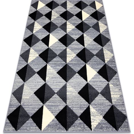 Tappeto BCF BASE 3987 Trigone, triangoli, piazze, geometrico grigio / avorio grey 185 x 270 cm