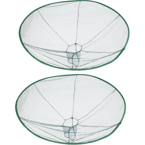 Lot de 2 épuisettes circulaires pliables et rétractables de 80 cm en nylon haute résistance, avec cage flottante à crevettes (1/5)