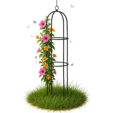 Bituxx Rosenturm Obelisk Rosenbogen Metall Rankbogen Gartenbogen Torbogen Rundbogen Rankhilfe Garten Rankgitter 150cm