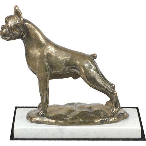 Boxer, Boxer I - statuette de chien, figurine en marbre blanc, trophée pour une exposition canine par Art-Dog (1/5)