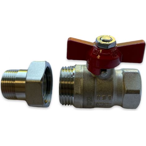 Kugelhahn 1'' I/A mit Flügelgriff und Verschraubung