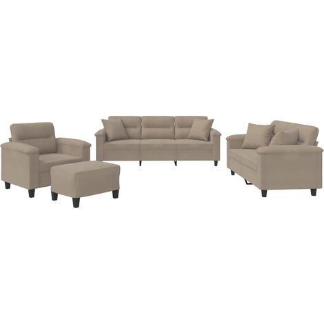 Maison Exclusive - Set Divani 4 pz con Cuscini tortora in Tessuto Microfibra