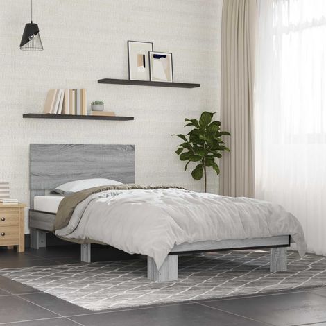 vidaXL Struttura letto con testata Sonoma grigio 80 x 200 cm (1/5)
