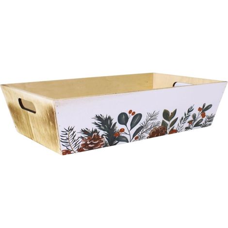 Vassoio in legno di paulonia "Natale", 49x29x12 cm (kit da 3)