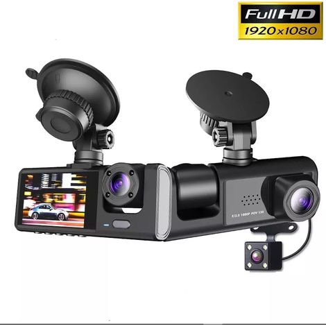 TELECAMERA PER AUTO DASHCAM FULL HD DVR CAR VIDEO CAMERA VISIONE NOTTURNA 3 CAM (1/5)
