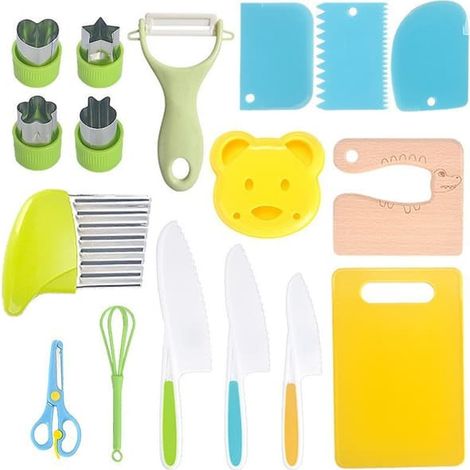 Ensemble de cuisine pour enfants WELLNGS (17 pièces) - Couteaux et ustensiles de cuisine pour enfants (1/5)