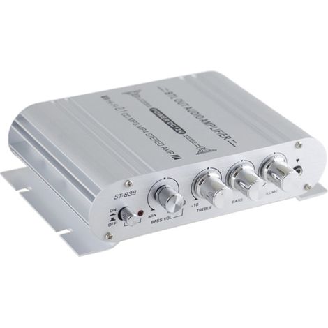 Mini amplificateur de puissance numérique Hi-Fi 2.1 canaux avec caisson de basses, lecteur audio stéréo pour voiture, moto et maison. (1/5)