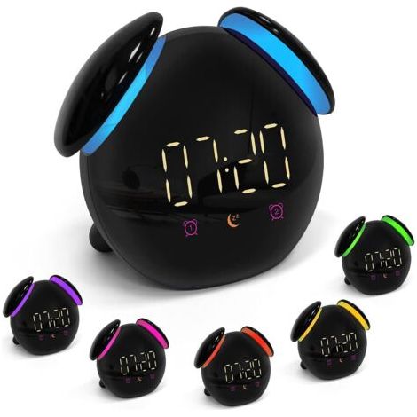 Reveil Lumineux, Reveil enfant, Reveil Numérique avec Fonction Snooze, 2 Alarmes, 7 Couleurs Lampes de Réveil, LED Veilleuse Minutée, Cadeaux pour Garçons et Filles