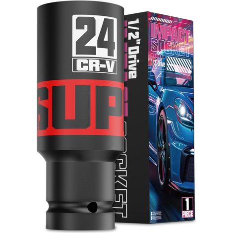 Douille à Choc 1/2", 24mm Douille à Impact, CR-V, Réparation de Voiture et Maintenance Industrielle