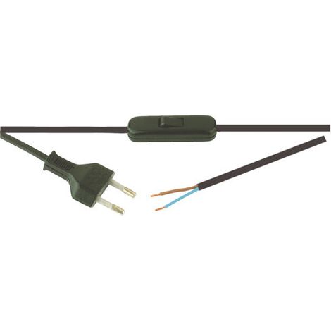 Interruttore passante con cavo 2 m. 2A/250V Colore Nero Electro DH 11.576/N 8430552075775