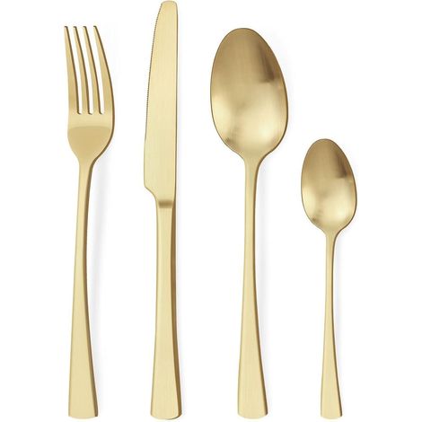 Besteckset Edelstahl 24 24 Teilig matt Champagner Gold 24 teilig (1/5)